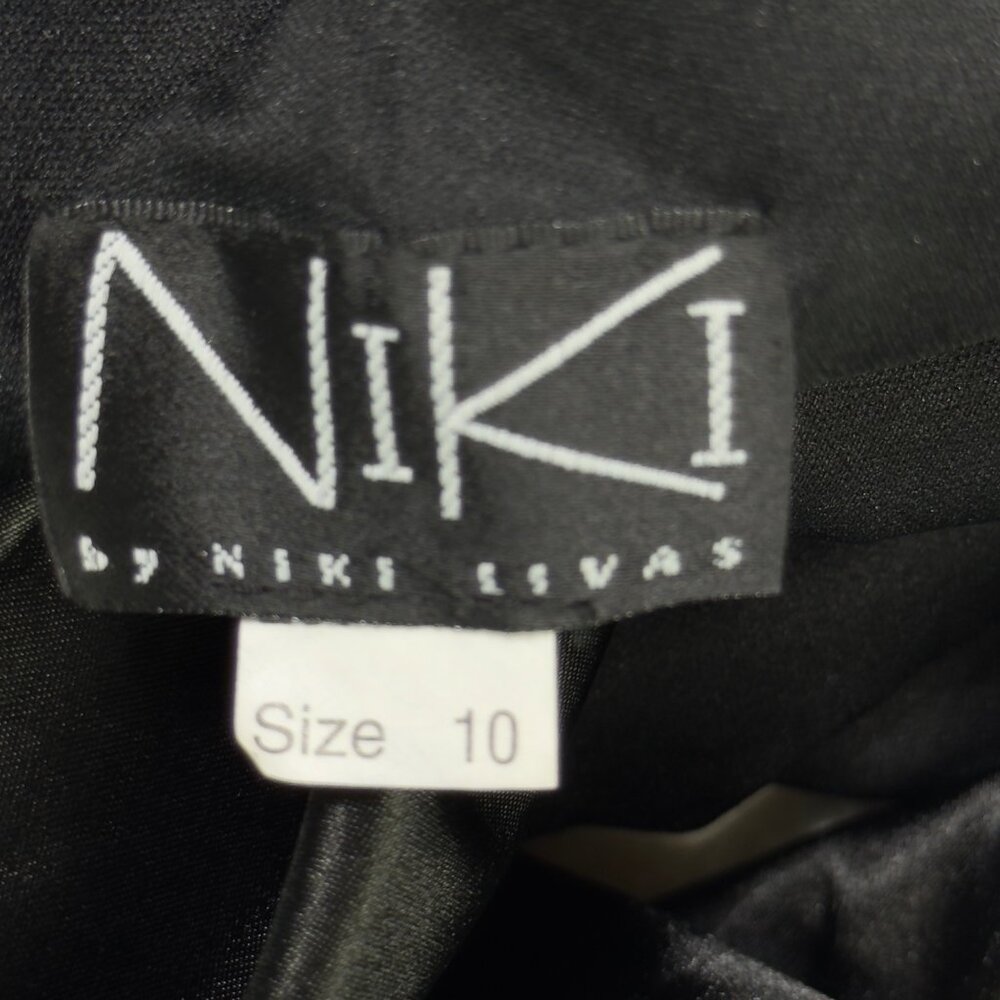 Niki By Niki Livas Black Ruffled Halter Cocktail Dress Size 10 - Picture 10 of 12